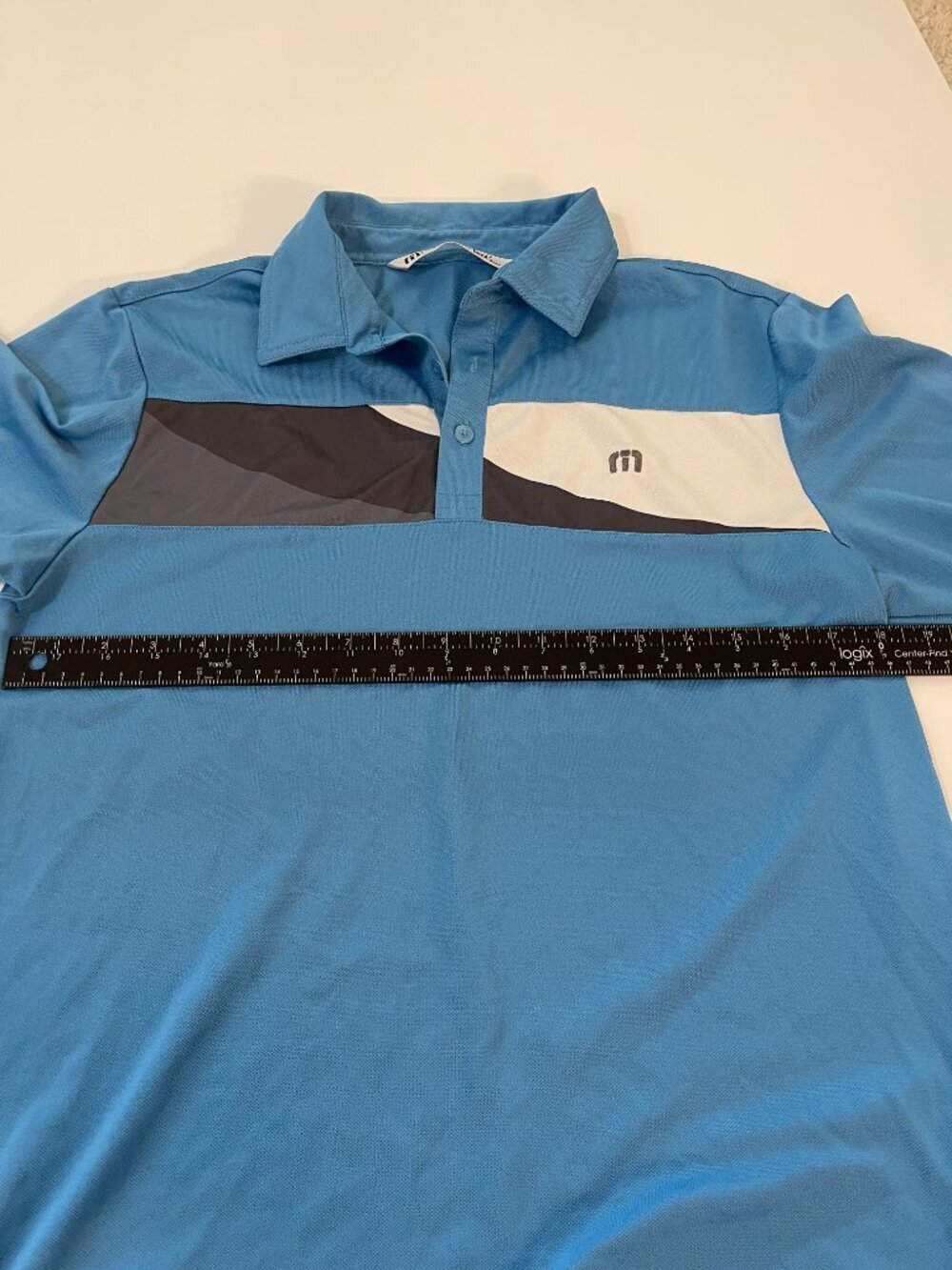TravisMathew Blue Colorblock Golf Polo Shirt Men’s Small - Picture 2 of 9